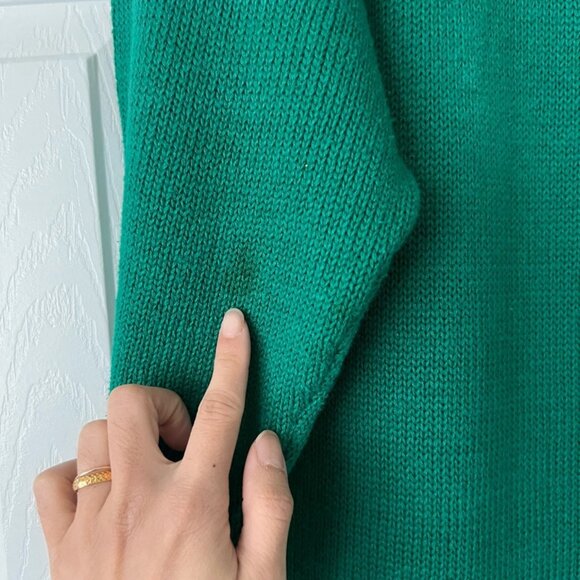 Quirky Vintage beaded turtleneck teacher knit sweater embroidery pearls Medium - Picture 15 of 16